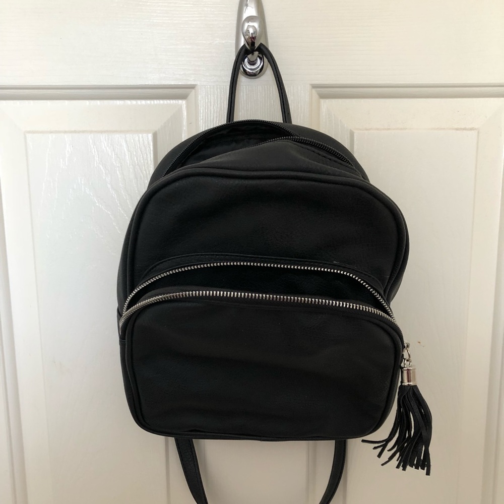 NWT No Boundaries Mini Black Faux Leather Backpack